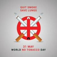 Quit smoke save lungs 31 may world no tobacco day with cigarette and forbidden sign awareness social media post design template vector