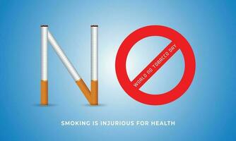 World no tobacco day with cigarette and forbidden sign awareness post banner design template vector