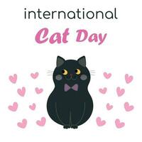 International Cat Day vector. Very cute little kitten vector. vector