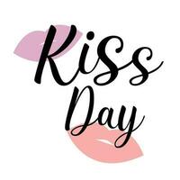 World Kissing Day. The inscription is handwritten in ink. Beautiful inscription for congratulations and poster. vector