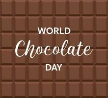 World chocolate day text with chocolate bar background. vector