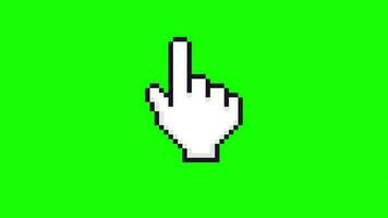 Pixel Hand Mauszeiger Symbol Animation auf Grün Hintergrund. Zeiger Hand Mauszeiger. video