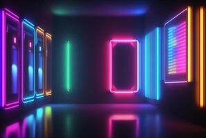 realistic background with neon light. photo