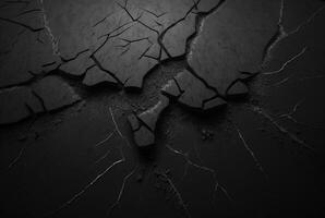 black cracked cement texture background. photo