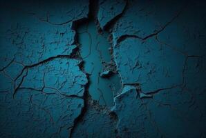 cracked dark blue cement texture background. photo