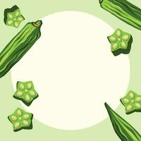 okra verde vegetal con vacío Copiar espacio para texto título vector ilustrativo antecedentes aislado en verde cuadrado fondo de pantalla. vector fondo para social medios de comunicación correo, póster, folleto.