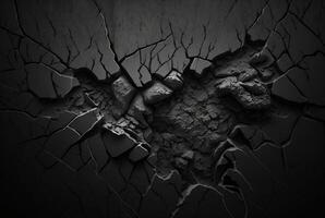 black cracked cement texture background. photo