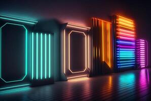 realistic background with neon light. photo