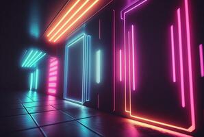realistic background with neon light. photo