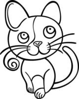 Black isolated outline icon of funny cat vector