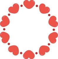 Round empty frame with red hearts vector