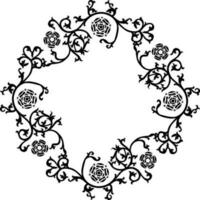 Ornate round floral frame design vector