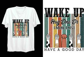 wake up hug one or more cat have a good day vector