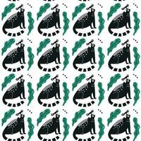 Civet palm cat with tropical leaf surface pattern vector