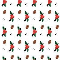 Coffee bean and cherry bunch surface pattern vector