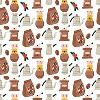 Coffee device maker with beans surface pattern vector