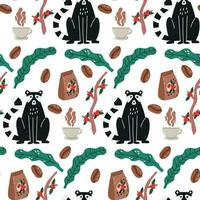 Cute Kopi Luwak with coffee surface pattern vector