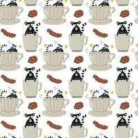 Kopi Luwak with coffee cup surface pattern vector