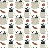 Kopi Luwak with coffee cup surface pattern vector