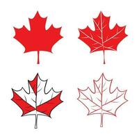 Maple Leaves Vector Set, Canadian Leaf, Red Leas,Outline Leave,Silhouette Leaf