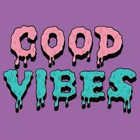 Good Vibes Word Retro Colorful Vector Lettering, Hand Draw