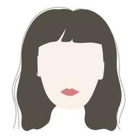 Female head without a face, unrecognizable portrait. Flat style vector