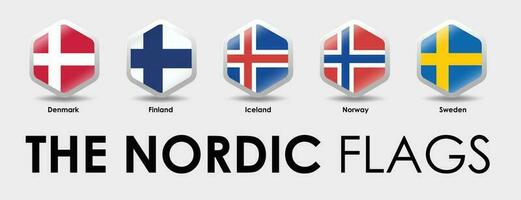 The Nordic countries flag. Simple Hexagon shape design on gray background vector