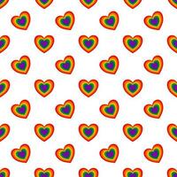 Rainbow heart pattern seamless white background vector