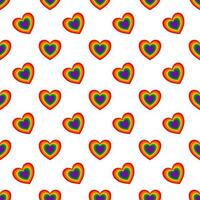 Rainbow heart pattern seamless white background vector