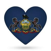 Pennsylvania flag in heart shape. Vector illustration.