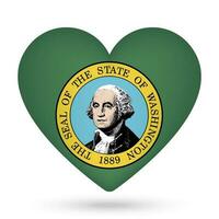 Washington flag in heart shape. Vector illustration.