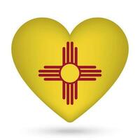 New Mexico flag in heart shape. Vector illustration.