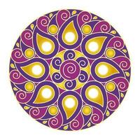 Colorful Rangoli Pattern Design For Diwali Isolated On A White Background. vector