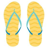 Summer yellow striped flip flops. Vector flat illustration