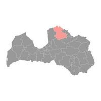 Valmiera district map, administrative division of Latvia. Vector illustration.