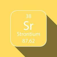 Strontium symbol with long shadow design. Chemical element of the periodic table. Vector illustration.