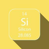 Silicon symbol with long shadow design. Chemical element of the periodic table. Vector illustration.