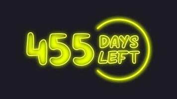 455 day left neon light animated video