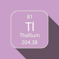 Thallium symbol with long shadow design. Chemical element of the periodic table. Vector illustration.