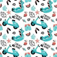 Beach activities and recreation. Summer vibes. Seamless pattern. Vector. vector