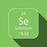 Selenium symbol with long shadow design. Chemical element of the periodic table. Vector illustration.