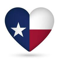 Texas bandera en corazón forma. vector ilustración.