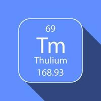 Thulium symbol with long shadow design. Chemical element of the periodic table. Vector illustration.