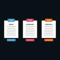 Pricing table set vector