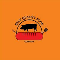 Sausage logo with pork,Pork sausage with fork on left right.vector illustration vector