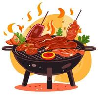 Delicious Barbecue flat style white background vector