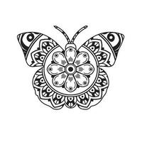 Vector buterfly mandala coloring page for adult