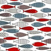 doodle fishes pattern vector