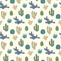 doodle cactuses pattern vector