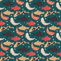 doodle fishes pattern vector